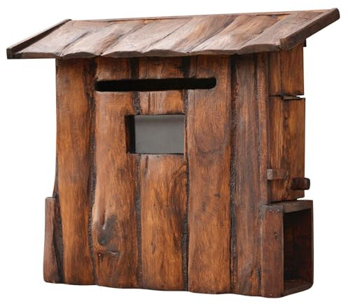 Wandbriefkästen aus Holz, Vintage-Kabinenbriefkasten, Hängender Postkasten für Draußen, Großer Regenfester Vorschlagskasten Heimdekoration 38 x 17 x 35 cm