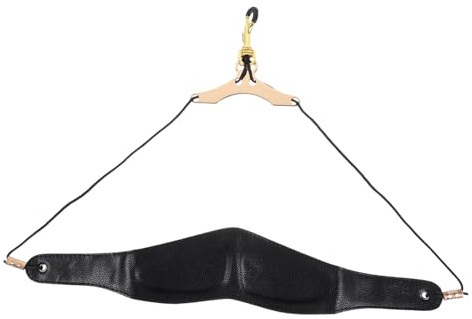 NULYLU Verstellbarer Saxophongurt mit Gepolstertem Nackengurt aus Leder und Metall Flexibles Design Schwarz für Altsaxophonspieler im Alltag