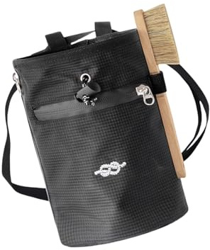 Vdaxvme Kletter-Kreidebeutel mit Kreidebürste, wasserdicht, Boulder-Kreide-Tasche, Eimer, Reißverschluss, Aufbewahrungstasche, Kordelzug-Verschluss