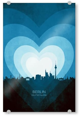 artboxONE Acrylglasbild 30x20 cm Städte Berlin Skyline Herzblau - Bild Berlin Berlin Deutschland