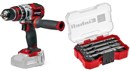 Einhell Taladro percutor con batería TP-CD 18/80 Li-i BL-Solo Professional Power X-Change (18V, sin escobillas, 80 Nm, func. de perfor. por percusión, portabrocas de 13 mm, 2velocid) + Einhell XS-CASE