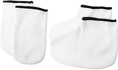 PACKOVE 2 Paar Paraffinwachshandschuhe und Fußbad Überschuhe Verdickte Wärmeschutzhandschuhe aus Weißem Material Feuchtigkeitsspendende Hand und Fußpflege für Spa und Heimgebrauch