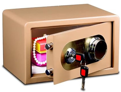 XRRJFYH Mini Tresor Wandtresor Wählscheibenkombination Minisafe mit Schlüssel für Geld, Schmuck, Dokumente