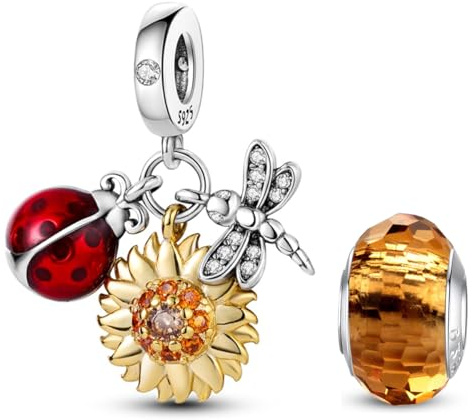 HappyStar Charms Pendentif en argent 925 avec paille porte-bonheur pour femme Compatible avec bracelets européens Pandora (avec une perle espace)