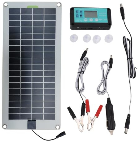 Chargeur solaire - Chargeur de batterie solaire de 30 W et 12 V, mainteneur de batterie pour voiture | Kit de chargeur solaire Plug-and-Play avec prise allume-cigare et pince cocodri