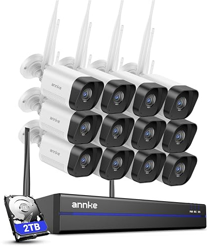ANNKE 3MP WLAN Überwachungskamera Set Aussen, 12X 3MP WiFi Kameras, 16CH 4K NVR mit 2TB HDD für 24/7 Aufnahme Innen Outdoor, Smarter Personenerkennung, 2-Wege-Audio, 30M IR Nachtsicht, IP66