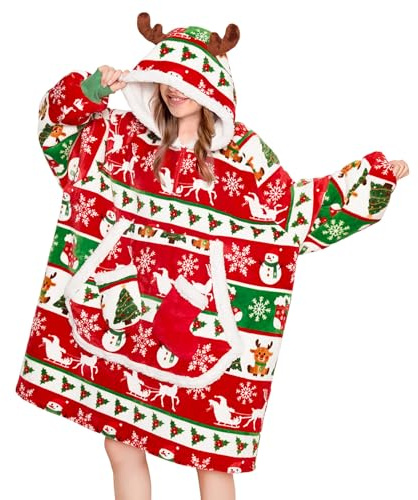 OLAOLA Unisex Felpa con Cappuccio Oversize per Adulti, Coperta con Maniche e Tasche in Pile Sherpa, Felpa Coperta Indossabile per Donna Uomo