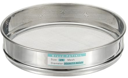 PATIKIL 24 Mesh(0.8mm) Lab Sieve, 11.8(30cm) Diameter Sifting Screen 304 Stainless Steel Wire Cloth Fine Mesh Sieve for Industrial Laboratory Home Soil Sifter Dry Sift Screens Hash