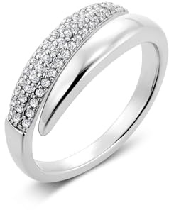 ALEXCRAFT Anillos Ajustables de Acero Inoxidable para Mujer con Purpurina Chunky Anillos de Plata Ancha para Mujer Banda Ancha Pinkie Police Shape Abierta