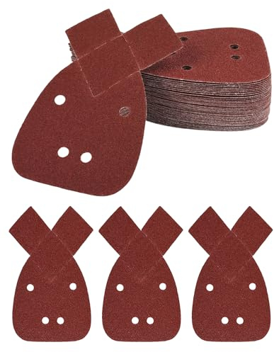 Mouse Sander Pads Detail Sanding Sheet 40/80/120/180/240 Grit, 40Pcs Mouse Sandpaper for Wood & Paint Sanding and Smoothing(4 Holes)