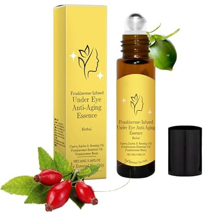 Bio-Rizinusöl Roll On für die Augen, Rollerball unter den Augen für Augenringe, geschwollene Augenfalten, Hautaufhellung, Revitalisierung, Anti-Aging-Augenpflege, nicht fettende (1Stück)