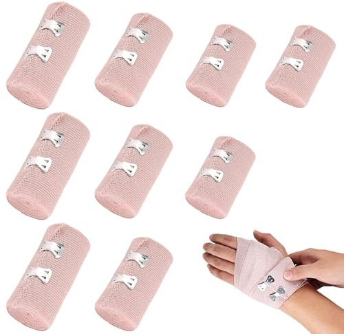 9 Stück Elastische Binde,Elastische Bandage,Binden Verband,Fixierbinde Mit 2 Clips, Premium Elastische Bandage,Gedehnt Luftdurchlässig Wrap Kompressionsrolle Für Handgelenke Knöchel Knie (5/7,5/10cm)