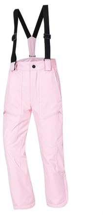 Generisch Combinaison de ski pour garçons et filles - Pantalon de ski - Avec bretelles réglables - Salopette de ski - Coupe-vent - Pour le sport et la neige, Rose, 6-7 ans