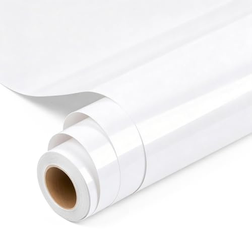 AMAZINGHOME Weiß Plotterfolie Textil Rolle - 30,5 cm x 600 cm, Premium Bügelfolie für Textilien, Kompatibel mit allen Schneidplottern, Flexfolie für Kleidung, Taschen, Hausdekoration