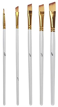 XBTGS Juego de 5 pinceles oblicuos de madera corta para pintura al agua, pintura al agua, nailon bicolor, acrílico, pintura al óleo, un color, como se muestra en la imagen