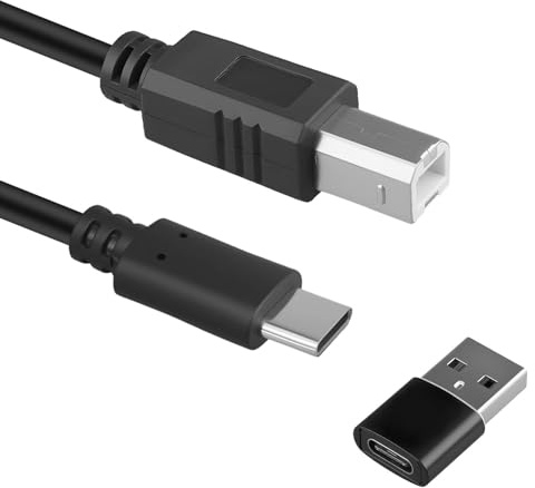 USB C Printer Cable 3M, 6Ft Type C to USB B Midi Cable for MIDI Controller Keyboard MacBook DELL HP Acer Compatible with Brother Lexmark Canon Epson Printers Black DJ Yamaha Casio Digital Piano