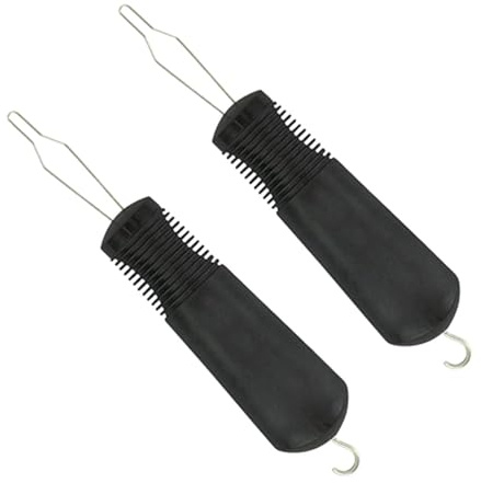 Kisangel Dispositif D'aide à L'habillage en ABS et Métal 2pcs Noir Crochet à Bouton et Tirette de Fermeture Éclair pour Seniors et Personnes Atteintes Canal Carpien