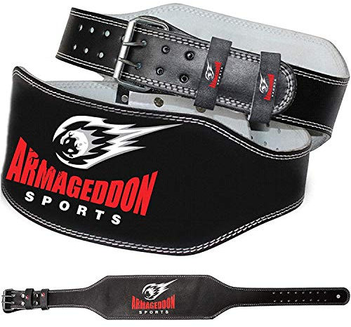 Gewichthebergürtel Gym Gürtel 15 cm Echt Leder - Premium-Qualität für Fitness Sport (L (85-105 cm Taillenumfang))