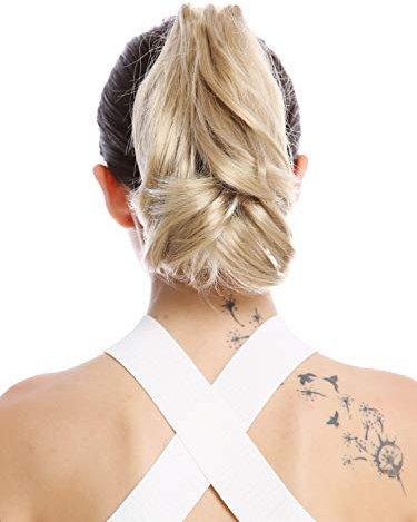 WIG ME UP - 506-V-24 Toupet Coda di cavallo Corti Ondulati Biondo cenere chiaro 25 cm