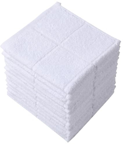 Glynniss Dishcloths Kitchen Highly Absorbent Dish Rags 100% Cotton Dish Cloths for Washing Dishes, Cleaning (11 x 11 Inches, 12 pcs, White)