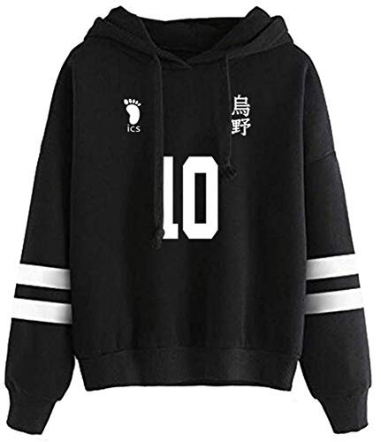 YIMIAO Herren Jungen Volleyball Junior Kapuzenpullover Japanese Anime Pullover Mädchen Damen Haikyuu Sweatshirt Unisex Karasuno High School Hoodie(XXS)