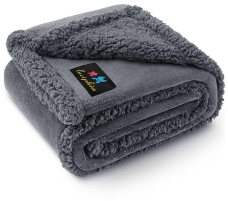 Wasserdichte Haustierdecke, flüssigkeitsdicht, Hundedecke für Sofa, Bett, Couch, wendbar, Sherpa-Fleece-Decke, Schutz für kleine, mittelgroße und große Hunde, dunkelgrau, Größe M (144.8x101.6 cm)