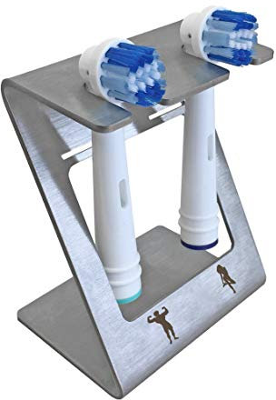 steland metallmanufaktur®, Pärchen Aufsteckbürstenhalter signiert, Edelstahl, inkl. Wandhalterung, elektrische Zahnbürsten Zahnbürstenhalter Bürstenkopf-Halter Zahnbürstenkopf