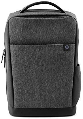 HP 15.6 inch Renew Recycled Backpack - Grey. Water Resistant Coating, Adjustable and Padded Straps, Padded Compartments, 13 Pockets and Key Fob, Made from 72% Recycled Materials