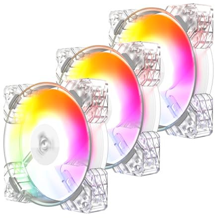 ALSEYE N12 Case Fan Kit, 3 Pack 120mm ARGB & PWM Case Cooling Fans with Controller, Ultra Quiet High Airflow Half-transparent White Computer Case Fans