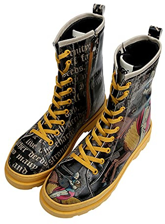 DOGO Vegan En Cuir Multicolore Mode Bottes Pour Femme - Bottes Pour De Marche Confortables - Fait à la Main - Joan of Arc Design Bottes Avec Fermeteur - Taille 40