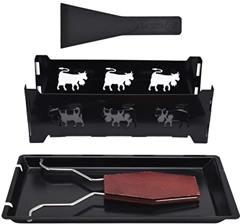 Jenngaoo Griglia per Raclette al Formaggio, Mini Griglia per Raclette al Formaggio con Manico Nero Strumento per La Cottura del Formaggio Rettangolare da Forno - 18x8.5x6cm