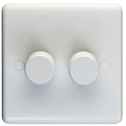 Eurolite White Plastic 2 Gang 2 Way 400W/LED Dimmer Switch
