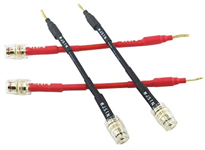 WJSTN Flex Pin Banana Plugs to 4mm Female Banana Jack/Braided Wire Speaker Banana Plugs Adapter Cable for Spring-Loaded Speaker Banana Jack Terminals （3in/4-Pack