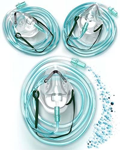 3 x Sauerstoffmaske mit Schlauch 2 mtr., Gummizug und Nasenbügel, Mapeau O2 Maske