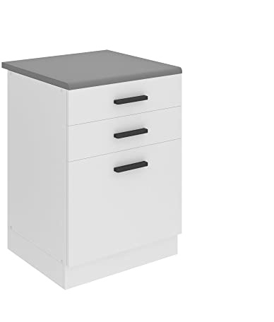 Belini Unterschrank SDSZ 60 cm, mit Arbeitsplatte, Weiß matt | Küche, Küchenunterschrank Breite, Küchenschränke, Küchenschrank mit Schubladen
