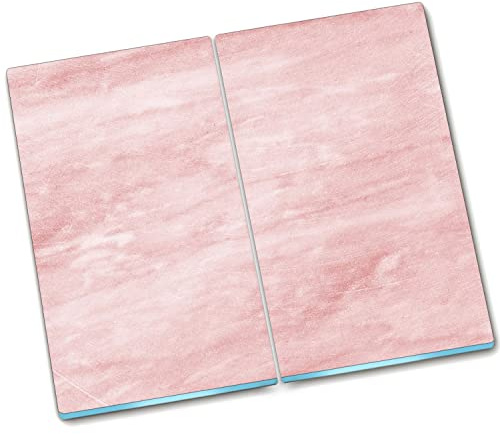 Decormat Schneidebretter Schutzbrett Küche 2x30x52 cm Herdabdeckplatte Gehärtetes Glas Spritzschutz - Rosa Marmor