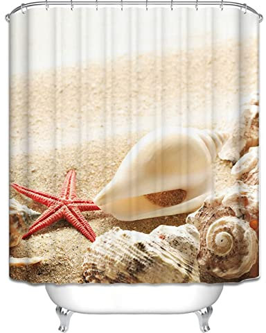Duschvorhang Klammern Duschrollo Für Badewanne Vintage Schaltier Duschvorhang Camping Vorhang Badezimmer Ohne Bohren Lang Polyester Rostfreie Ösen Und 12 Hakenringe, 180X200Cm