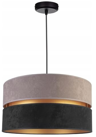 FKL DESIGN Home Deco Hängelampe Pendellampe Grau-Schwarz Beleuchtung 1-flamming E27 Hängeleuchte Pendelleuchte aus Serie N134 (N134-GS)
