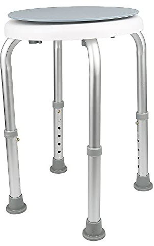 GENPLUS Duschhocker, höhenverstellbar, rutschfest, aus Aluminium, für Alter und schwangere Frauen (drehbar (kreisförmig)