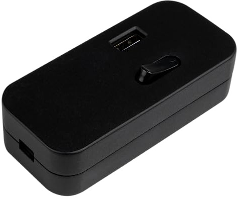 REV Zwischenschalter mit USB, Wippschalter 1-polig, 2,5A, 230V~, schwarz