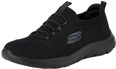Skechers Womens Summits Top Player Sneaker, Black Knit Trim, 7.5 UK