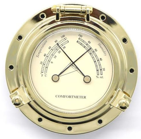 SyLabY Vintage Handmade Roman Brass Quartz Clock/Hygrometer/Barometer for Weather Station Vintage Auto Yacht Ship Boat Marine Accessories Gauge Decorations Home Decor (Hygrometer)