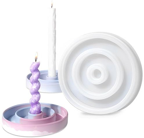 Silikonformen Gießformen, Runde Silikonform Kerzenhalter, Silikonform Kerzenhalter, Gießform DIY Kerzenhalter Epoxidharzform für Wohndekoration Kunst Dekoration Kerzenständer, Tablett.