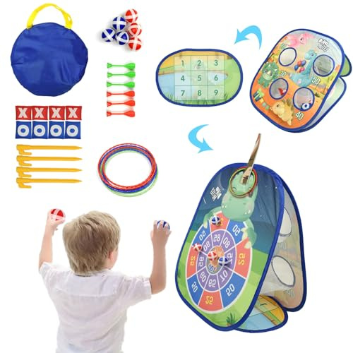 Surplex Freccette 5 in 1, Giochi di Lancio di Anelli, Coni, Borse di Fagioli, Gioco Di Lancio Adatto per Bambini 4+, Giocattoli & Regali per Attività Giardino o Feste