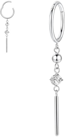 Nasenring Septum Piercing Schmuck 16G - Chirurgenstahl Nahtloser Clicker Ring - Dangly Nose Hoop Ring - Daith Helix Rook Tragus Conch Earrings