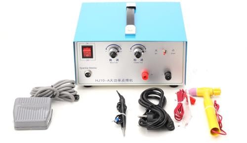 L-home 400W 80A Puls-Punktschweißgerät, 220V Handheld Pulse Punktschweißgerät 0,5-1,5mm Mini Lötmaschine mit FußPedal für Platin, Gold, Silber, Stahl