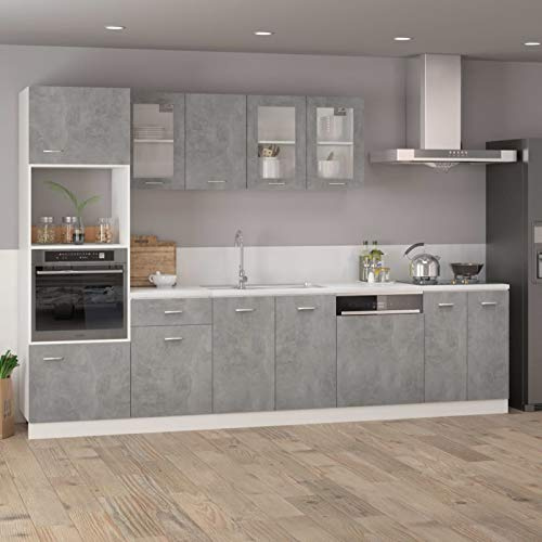 ShGaxin Armoire à Micro-Ondes Gris béton 60x57x207 cm Aggloméré,Meuble Four Et Micro Ondes,Olonne Four Encastrable385