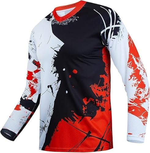 Camiseta de ciclismo infantil para niños y niñas, camiseta de ciclismo de montaña para niños y niñas, camisetas de deportes de motor, rosso, 12 años