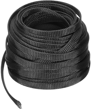 UXCell Cable Sleeving, 3/4 Inch - 100ft PET Braided Cable Sleeve, Expandable for TV/Computer/Home Theater/Other Home Devices - Black