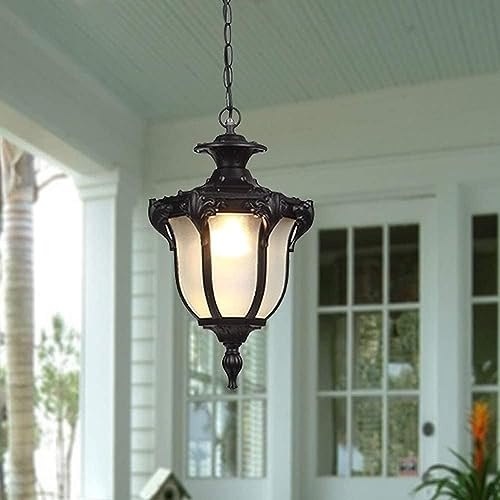 LLXDFUU Lampe suspendue extérieure étanche lanterne pendentif éclairage Vintage industriel américain lustre E27 européen extérieur plafond suspension lampe jardin couloir villas pavillon lampe suspend